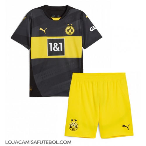 Camisa de Futebol Borussia Dortmund Equipamento Secundário Infantil 2024-25 Manga Curta (+ Calças curtas)